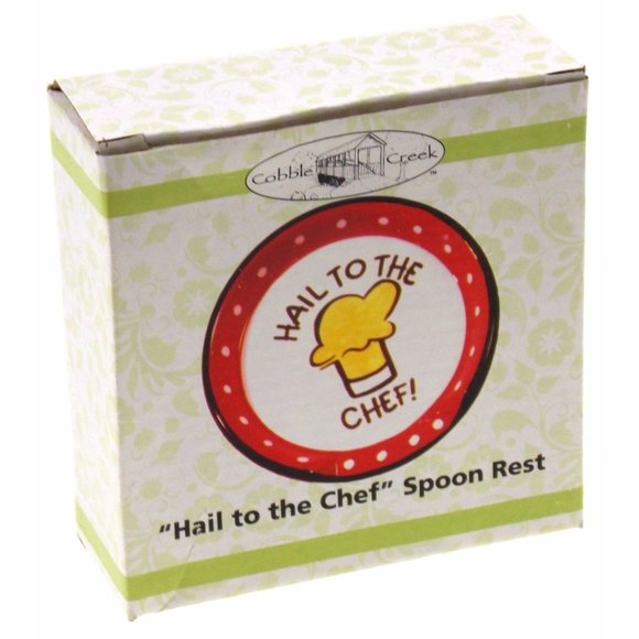 Hail To The Chef Ceramic Spoon Rest Red Cupcake Spatula Set of 2 Gift - Picture 2 of 3